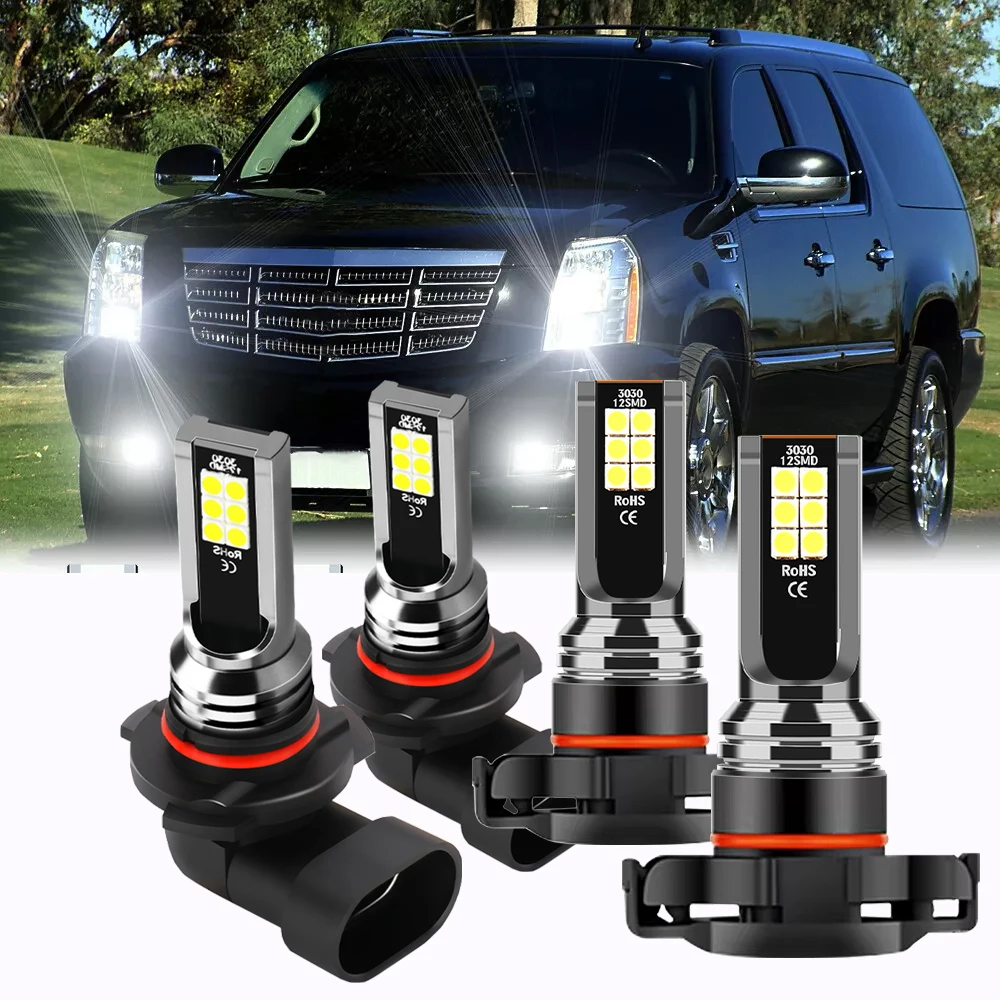 

2/4PCS LED For 2007-2014 Cadillac Escalade Replace Fog Lamps 9145 9140 H10 Car Daytime Driving DRL Light 5202 5201 H16(EU) Bulbs