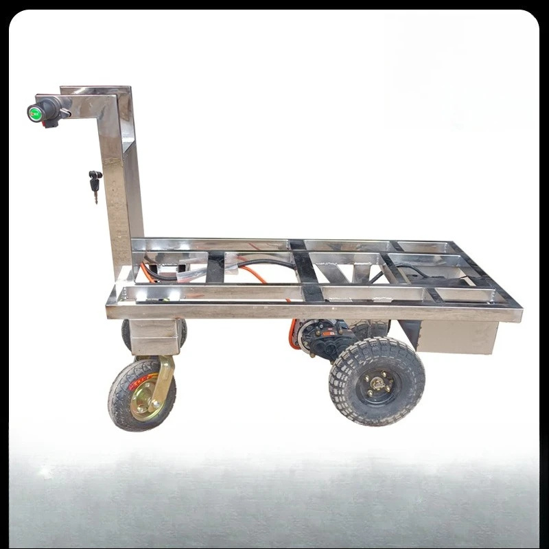 Stainless steel electric flatbed truck four-wheeler trolley 304 white steel salt and alkali resistance corrosion resistance
