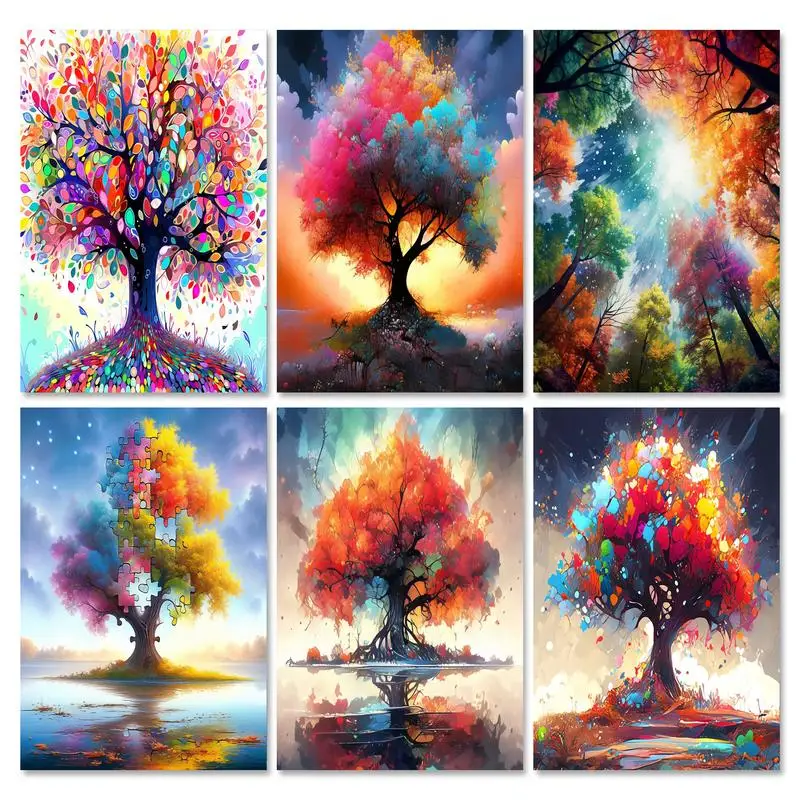 

GATYZTORY Diamond Painting Kit Tree Landscape Gift Picture Of Rhinestones 5d DIY Cross Stitch Embroidery Rainbow Home Decor