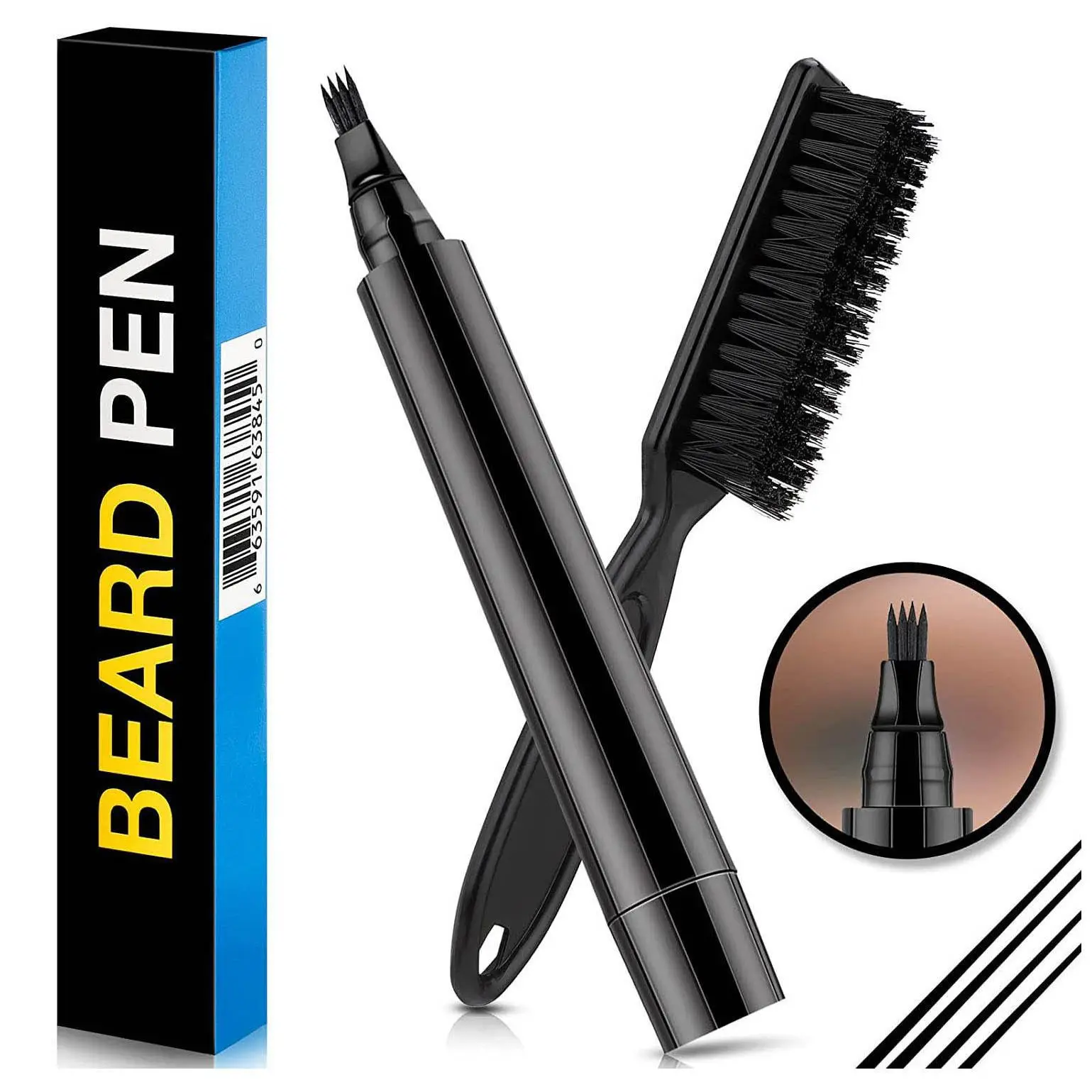 Waterproof Beard Pen Men Whisker Pencil Filler Pencil Brush Moustache Coloring Coverage Enhancer Mustache Repair Shape Filling