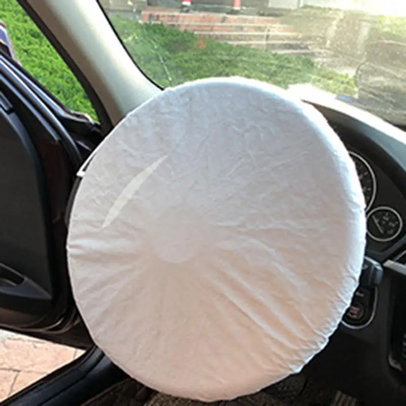 عجلة توجيه السيارة كتلة الشمس الفضة المغلفة القماش الشمس الظل غطاء السيارات عجلة القيادة غمد واقية من الشمس العزل الملحقات #1