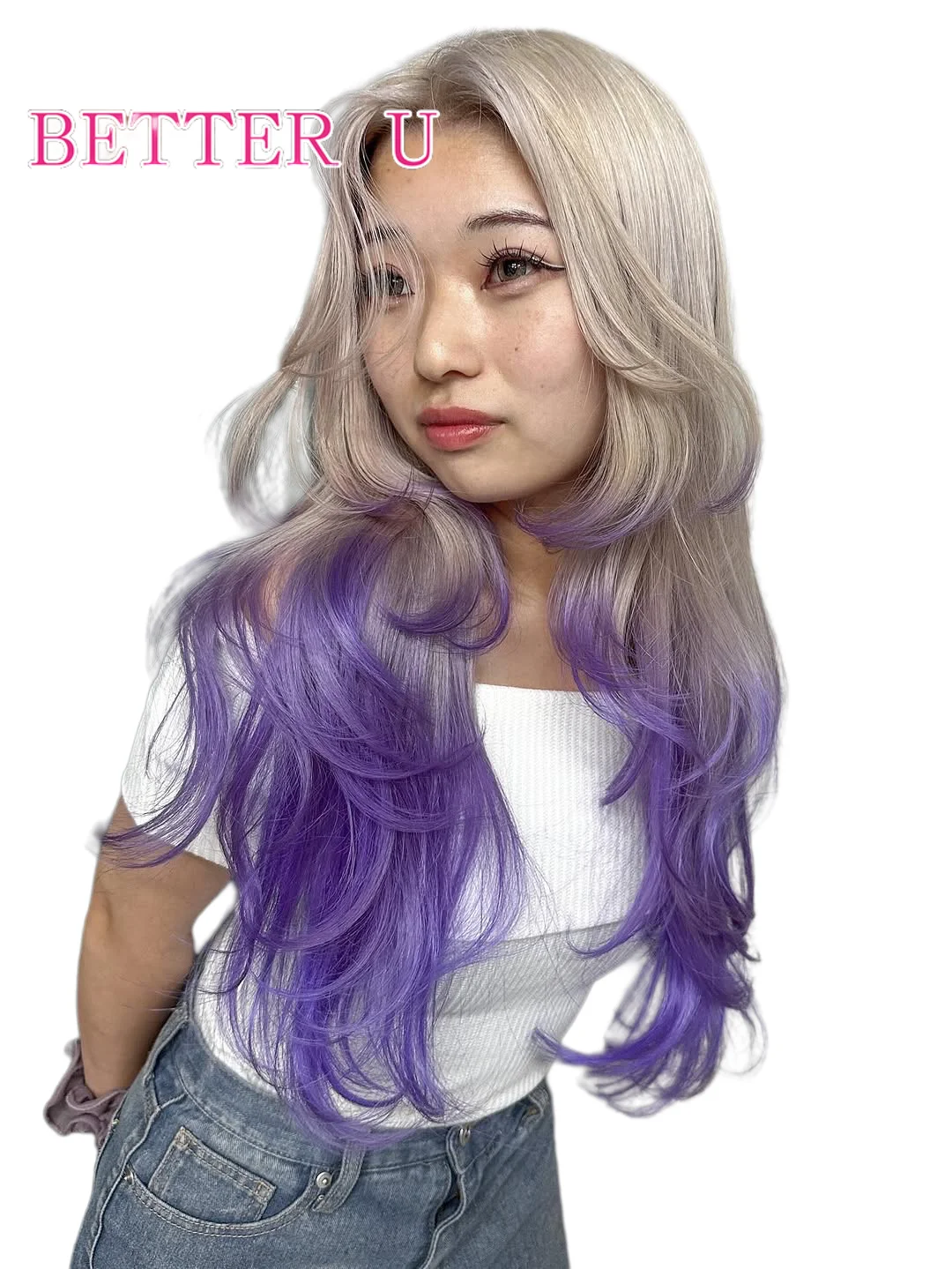 プラチナ/パープル ボディウェーブ 13x6 レースフロント 人毛ウィッグ 生え際処理済み ブラジリアンブロンドカラー 13x4 レースフロントウィッグ 女性用