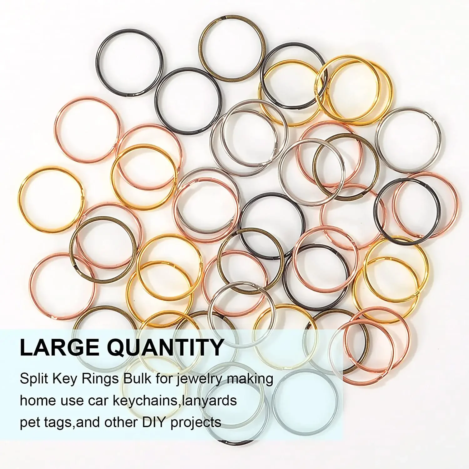 100pcs portachiavi in lega di zinco 12/15/20mm anelli spaccati rotondi portachiavi per etichette identificative per animali domestici accessori per