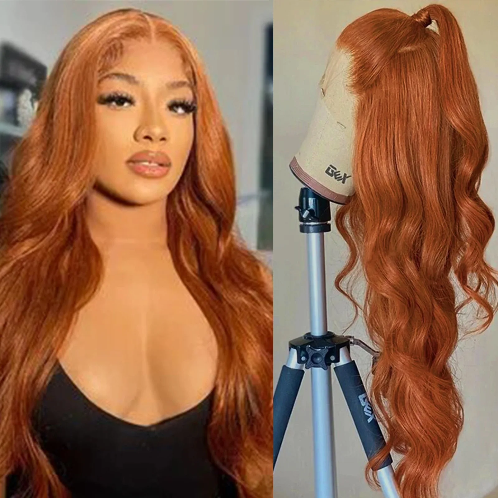 

Long Body Wave Lace Frontal Wig Ginger Lace Wig 13x4 HD Transparent Glueless Wigs Synthetic Heat Resistant Daily Wear On Sale