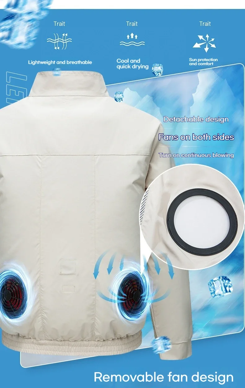 

Three Hole Fan with Retractable and Comfortable Design Skin Friendly Outdoor Worker Sunscreen Jacket Intelligent Cooling Suit
