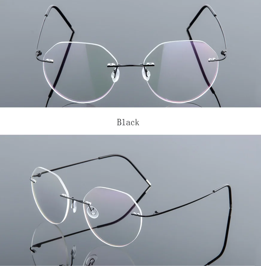 FELRES Randlose Titanlegierung Polygon Anti Blaues Licht Lesebrille Männer Frauen Memory Metall Grenzenlose Rezept Optische Gläser 10