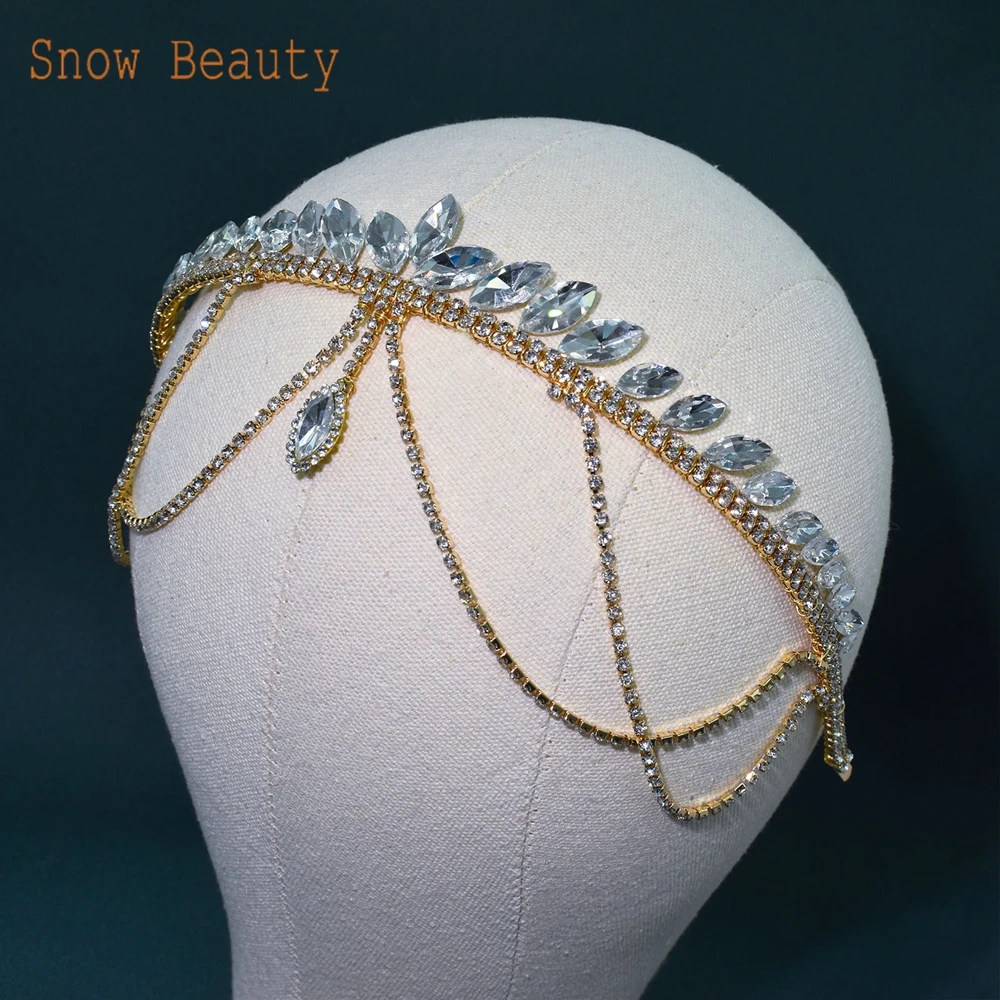 DZ051 Handmade Bridal Hair Accessories Shining Bridal Headwear Rhinestone Headband Vintage Women Tiara Baroque Crystal Hairband