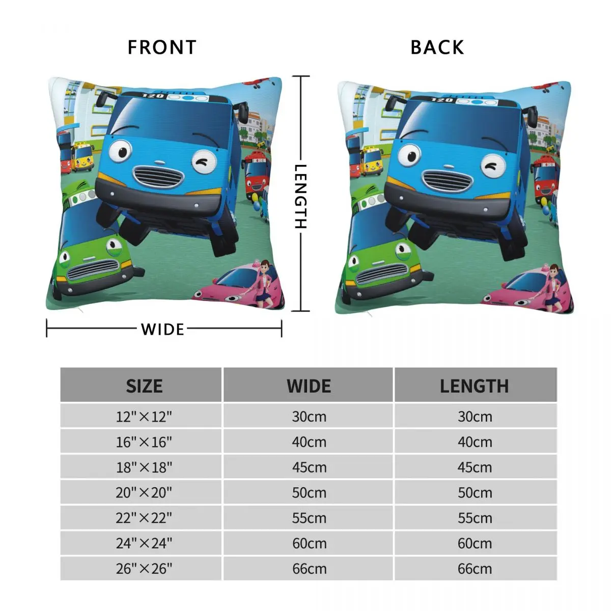 Tayo The Little Bus Child Pillowcase Printing Polyester Cushion Cover Korea cartoon anime kids Pillow Case Cover Home Zipper 18\