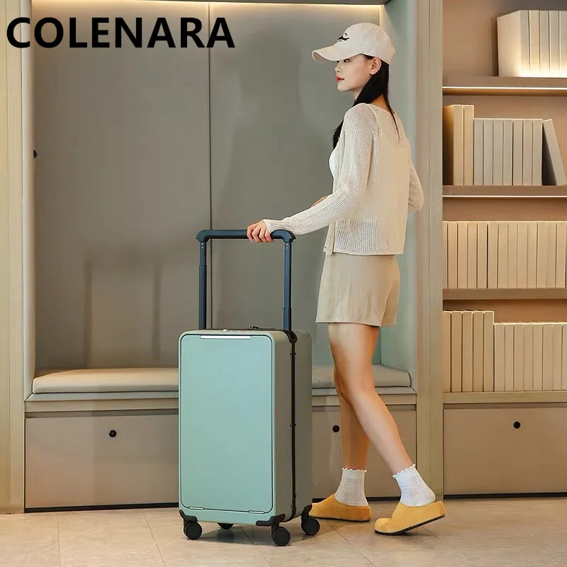 

COLENARA 20"24"26 Inch Large Capacity Women's Travel Luggage Bag Men's Suitcase Front Opening Boarding Box Laptop Trolley Case