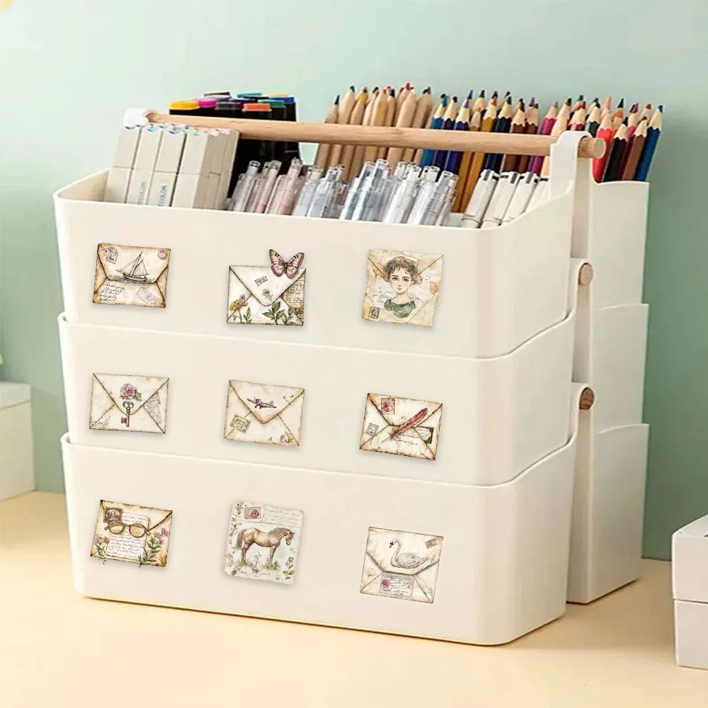 50PCS Retro Envelope Graffiti Stickers DIY Classic Decals Scrapbooking Collage Material Mobile Water Cups Decorative Stickers
