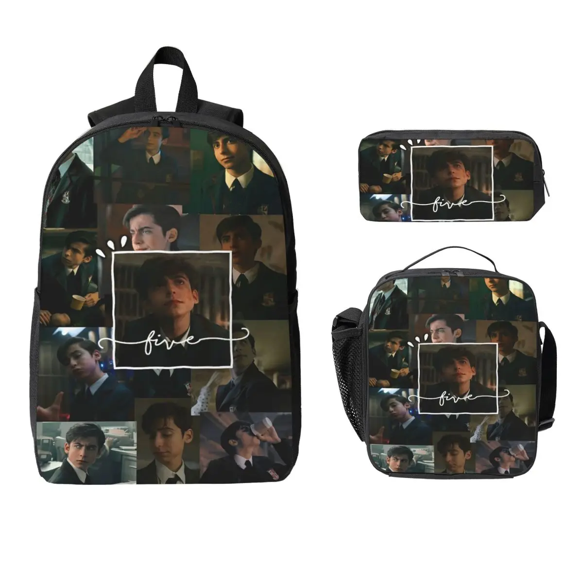 

3Pcs Aidan Gallagher Backpack Set for Kids Pencil Boxes Bookbag Sets with Lunch Box For School Students Daypack
