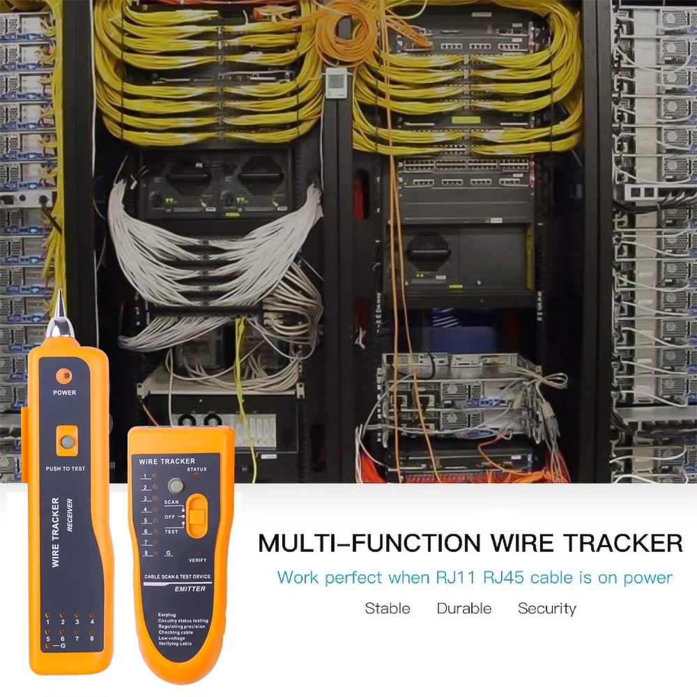 جهاز اختبار كابل الشبكة المحلية Cat5 Cat6 RJ45 UTP STP جهاز تعقب سلك الهاتف جهاز تعقب لتشخيص النغمة اختبار كابل المسافة