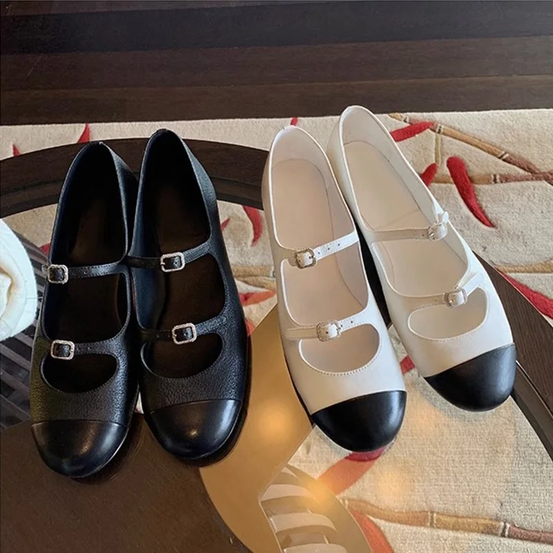 

Универсальные кожаные туфли с водяными бриллиантами в стиле ретро, Mary Jane oes, женские слипоны на плоской подошве, модный круглый носок, повседневные oes