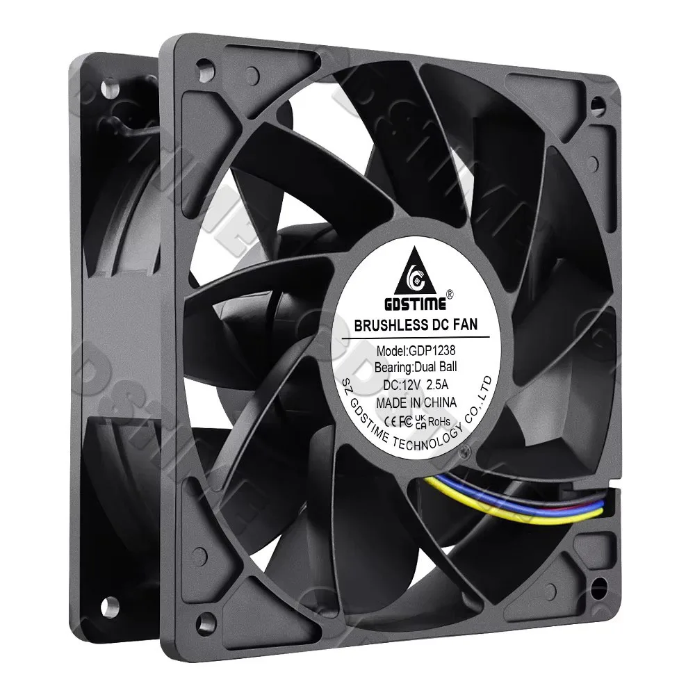 Gdstime 120MM Fan 120mmx38mm PWM Computer PC Case Fans 12038 Dual Ball Bearing High Airflow 12V 4PIN DC Brushless Cooling Fan