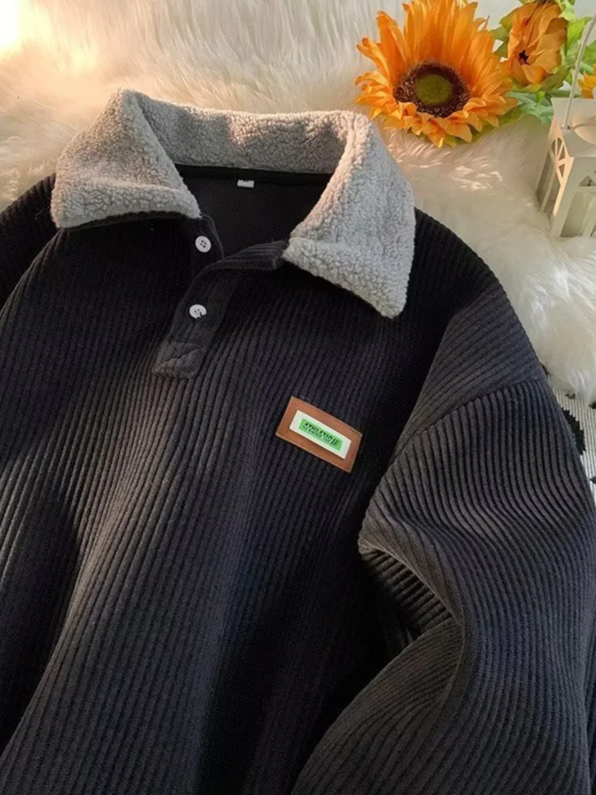 سترة رجالية بياقة من قماش الكوردروي، سميكة ودافئة للخريف والشتاء، فضفاضة بأسلوب ياباني عتيق متعدد الاستخدامات #5