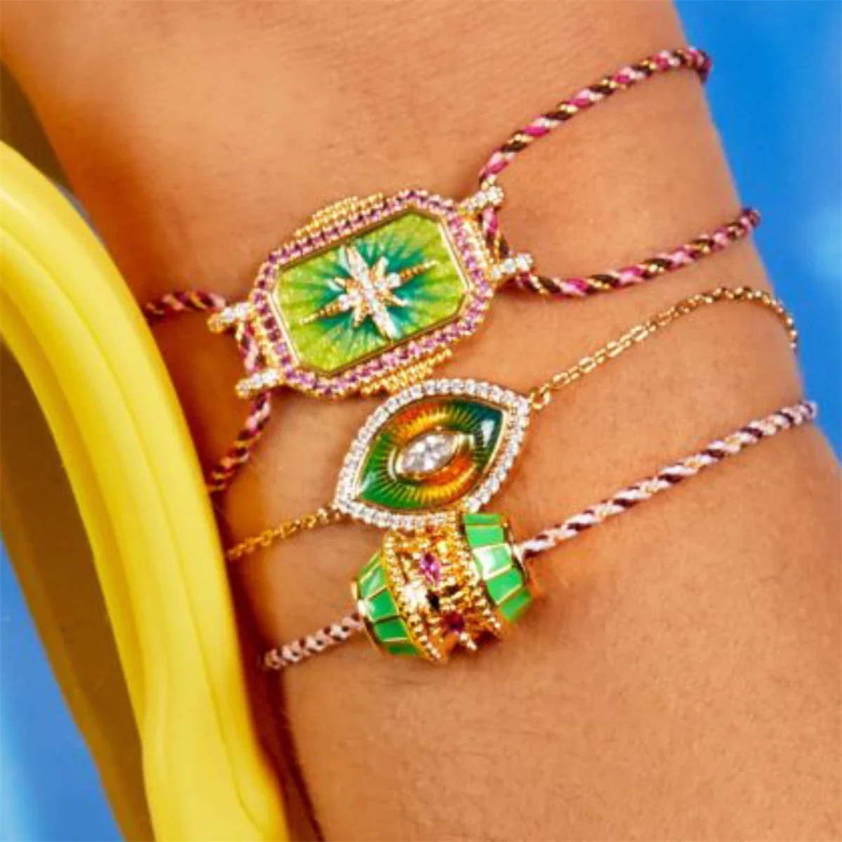 Tarot Card with Diamond Drip Oil Devil's Eye Bracelet, Female Hot Style, Colorful Eye Bracelet, Color Preserved