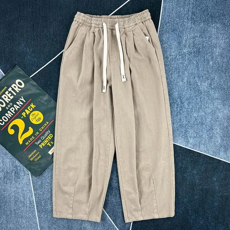 

Брюки прямого кроя из чистого хлопка в стиле ретро, размер 300 Pou, для работы, осенне-зимние, американские повседневные брюки с широкими штанинами