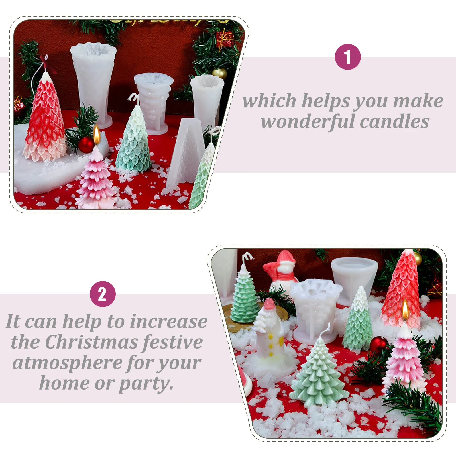 

1Pcs Xmas Tree Mold Silicone DIY Mould Non-Stick Reusable for Scented Candles Handmade Soap Desktop Ornament Decor