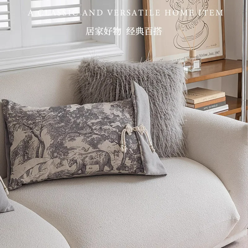40x60/30x50CM Grey Plush Throw Pillow Cover Light Luxury Stamping Waist Cushion Cover Decor Home Decorative Pillowcase