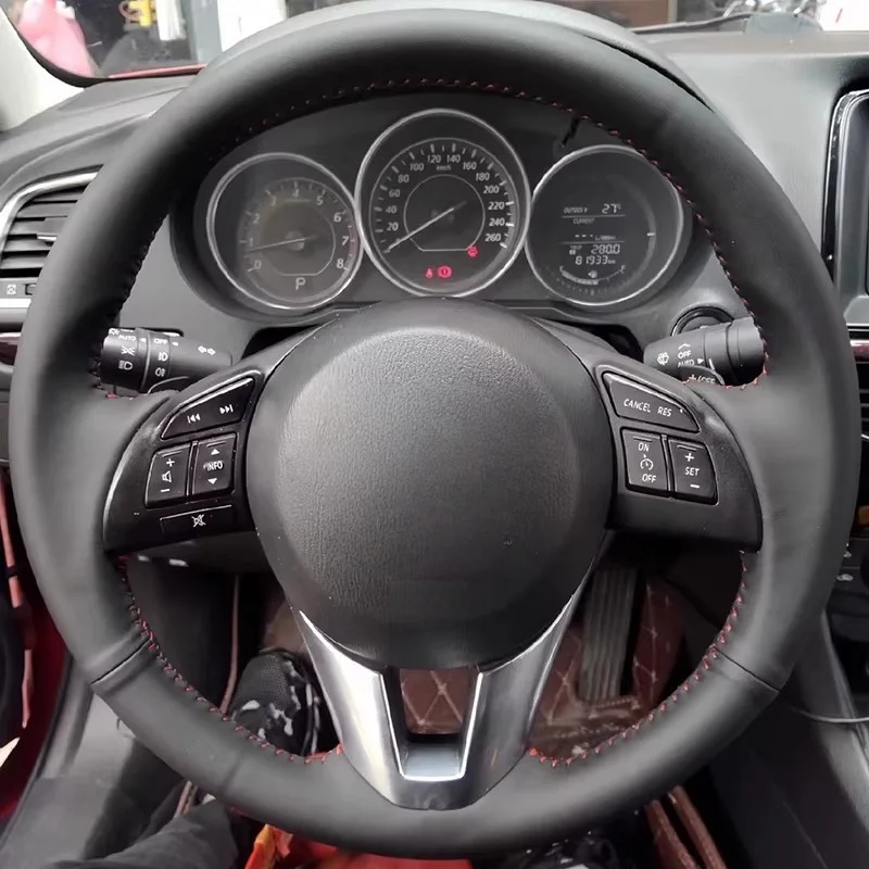 

CX5 Atenza 2014 New Mazda 3 CX-3 2016 Hand Sewing Genuine Leather Car Accessories Car Steering Wheel Cover For Mazda CX-5