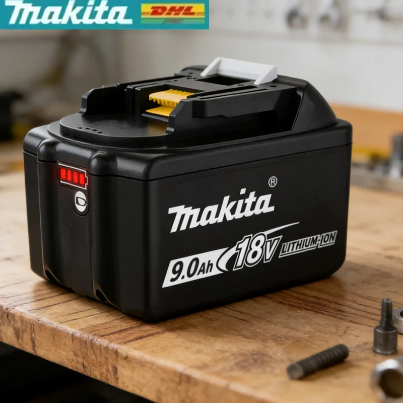 

100% Origina New 18V Makita 5Ah 6Ah 9Ah Powerful tool battery+charger, For DDF487 lithium rechargeable impact drill household