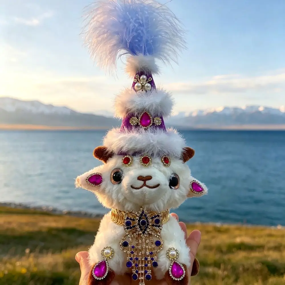 Creative Xinjiang Sheep Plush Keychain Soft Stuffed Animal Bag Pendant Cute Toy Key Holder Holiday Gift For Kids