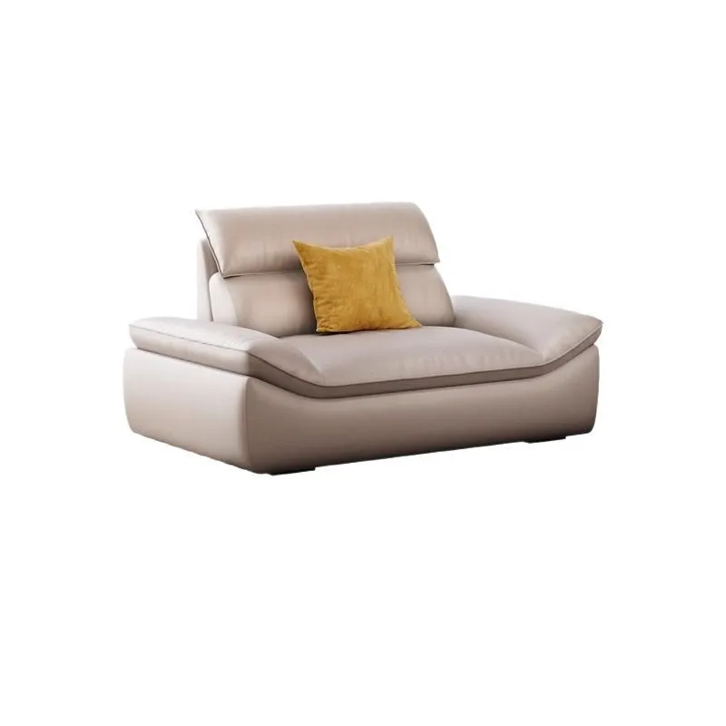 

Italian minimalist leather sofa, modern light luxury, black first-layer cowhide in the living room, small apartment straight row