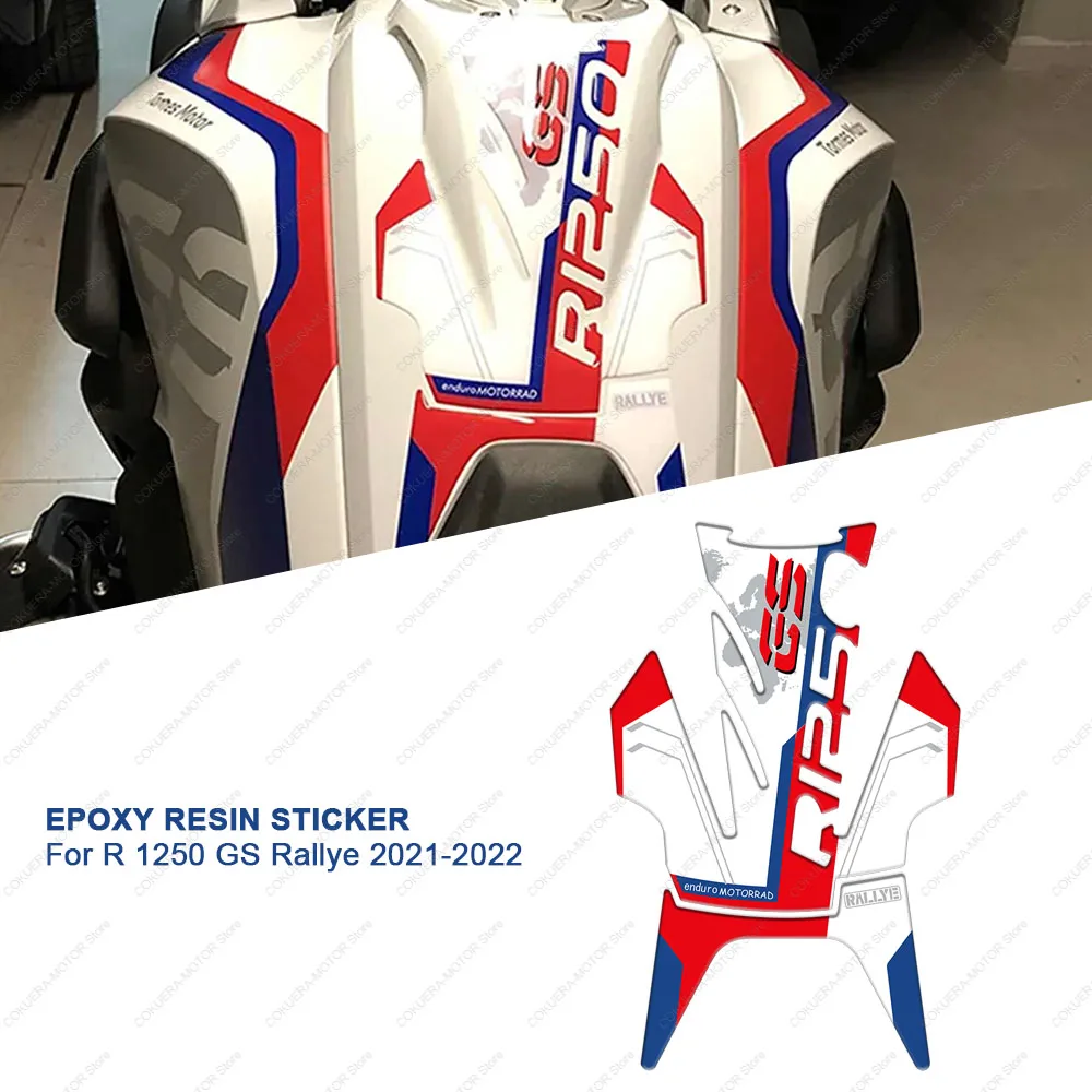 for BMW R 1250 GS Rallye 2021-2022 Motorcycle Fuel Tank Pad Knee Decal Protection Sticker 3D Gel Resin Sticker Decals