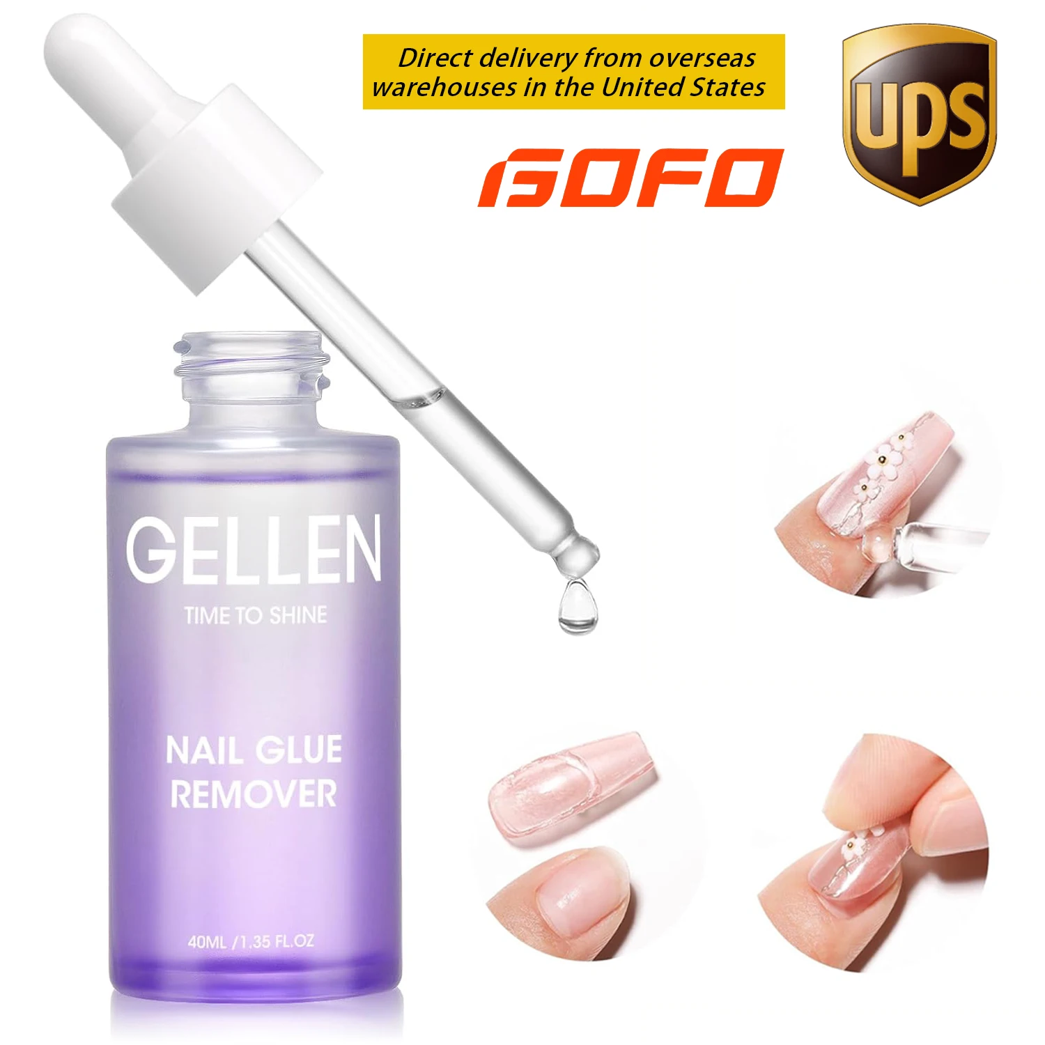 

Gellen Debonder Nails Polish Remover for Press on 40ML UV Glue Gentle Non-acetone False Off Gel Tips Accessories Odorless