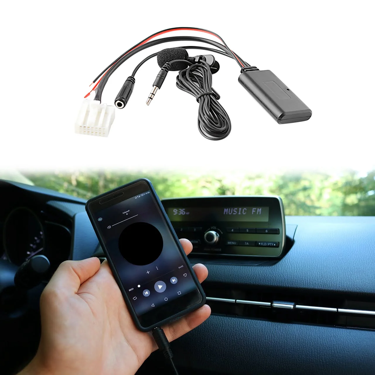 Car Bluetooth 5.0 Aux Cable Microphone Handsfree Mobile Phone Free Calling Adapter for 2 3 5 6 MX5 RX8 CX7