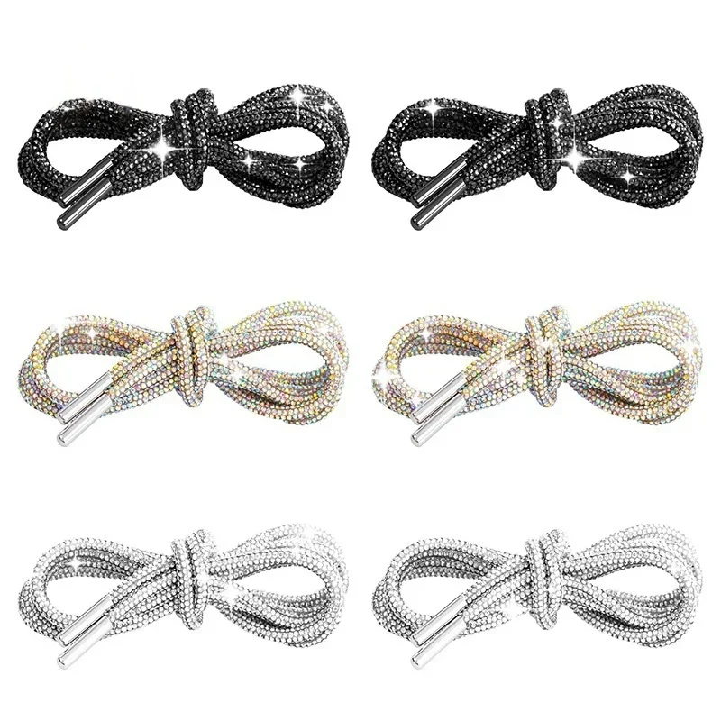 1 Pair Sparkling Rhinestone Shoelaces Diamond Crystal Strings Shiny Shoe Laces For Sneakers Boots Clothes DIY Drawstring Strap
