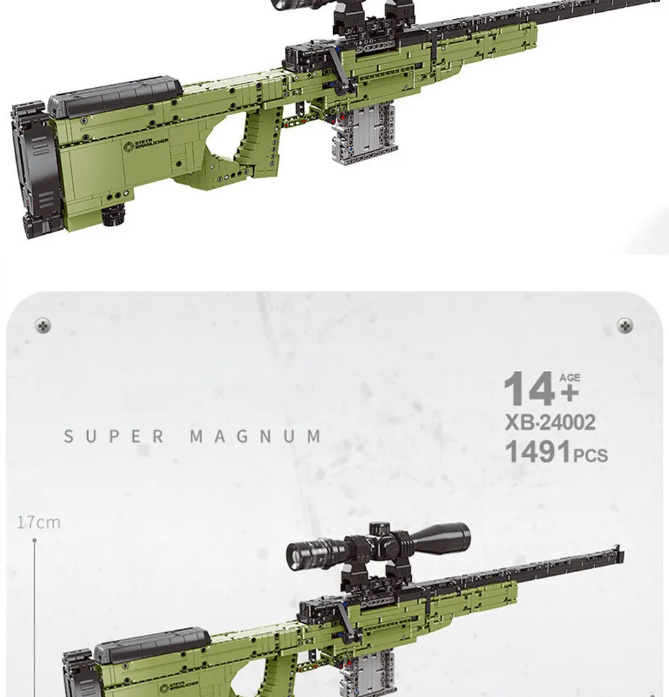 Military Technic Real Weapons AWM Sniper Rifle Bullet Guns Building Blocks Model King Outdoor Games Kids Toys For Boys Gifts