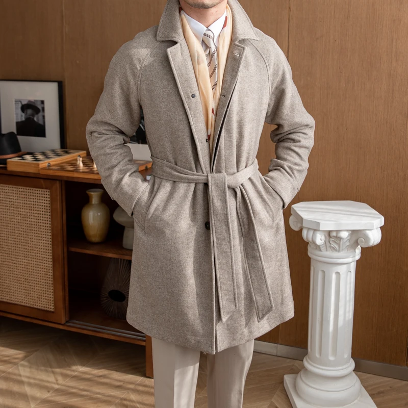 

Men's Balmaccan Coat Elegant Fashion Stylish Winter Wool Long Jacket Male Clothing