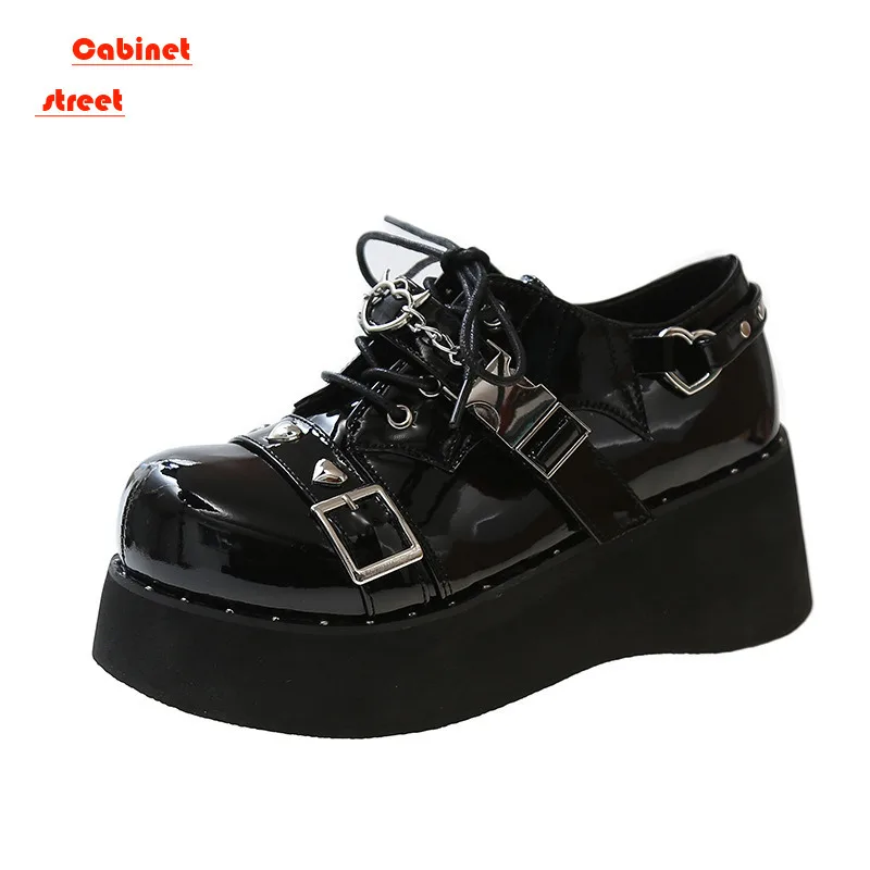 

Punk Metal Chain Chunky Platform Ankle Boots Women 2024 Winter Y2K Thick Bottom Denim Woman Black Gothic Lolita Ladies Shoes