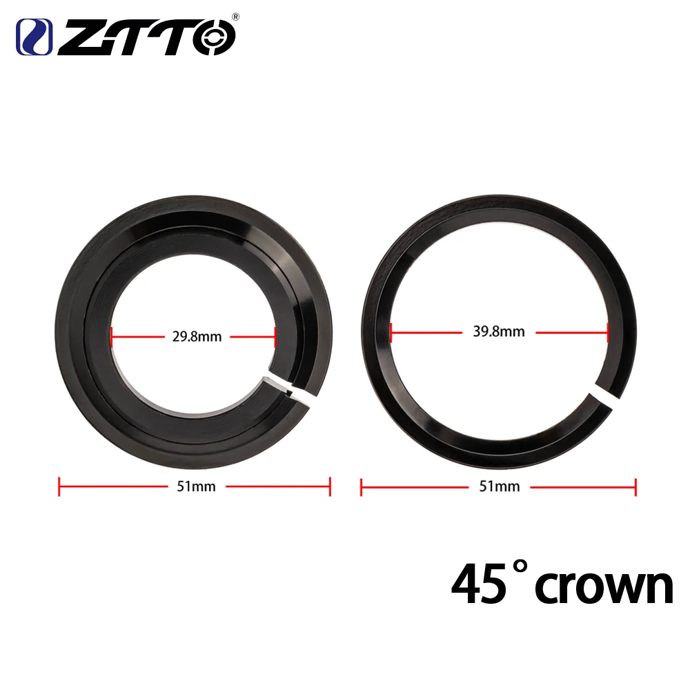 ZTTO 1.5inch Bike Headset Washer Bicycle 1 1/8 Headset Base Spacer Crown Race 28.6mm 39.8mm Tapered Fork Straight Fork 45 degree