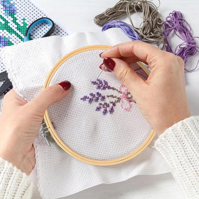 4Pcs Round Bamboo Embroidery Hoop 4 Size Adjustable Circle Cross Stitch Hoop Ring for Craft Sewing Circle Cross Stitch Hoop Ring