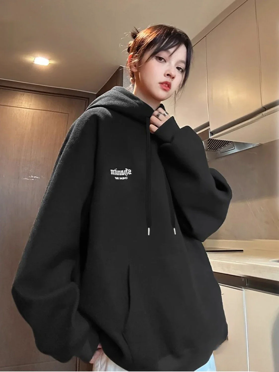 Heavyweight Cotton Hooded Couple Sweater Men and Women Fashion Brand Versatile Text Decal Oversize Thick Top Coat Clothes Y2k