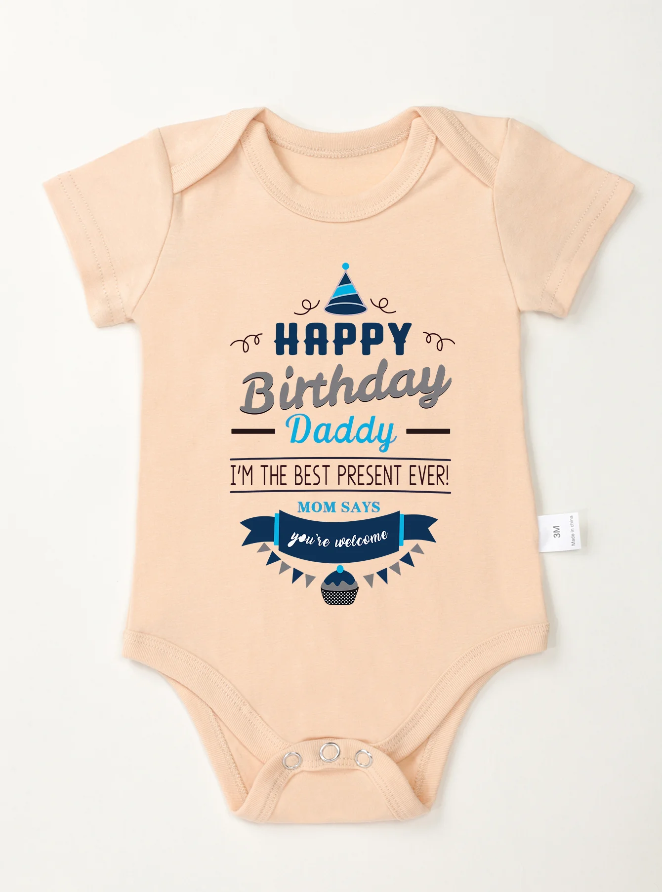 Toddler Happy Birthday Daddy Printing Trendy Baby Girl Boy Short Sleeve Clothes Rompers Infant Jumpsuit Bodysuit Newborn