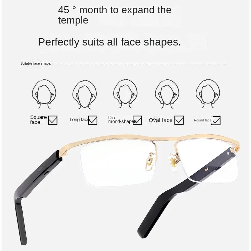 Bluetooth Smart Glasses HIFI Music Voice Assistant Hands-free Call Ultra-light Fashion Eyeglasses For Men Women Daily Use New