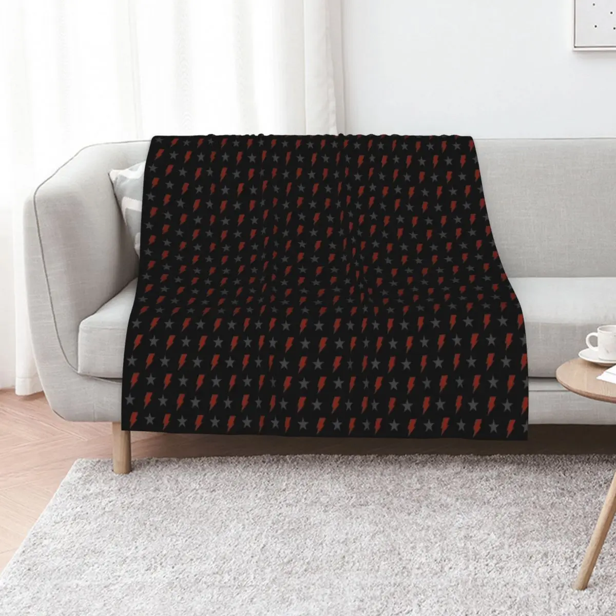 Red Bolt and Blackstar on Black Bowie Pattern Throw Blanket Nap Plaid for babies Fashion Sofas Beautifuls Sleeping Bag Blankets