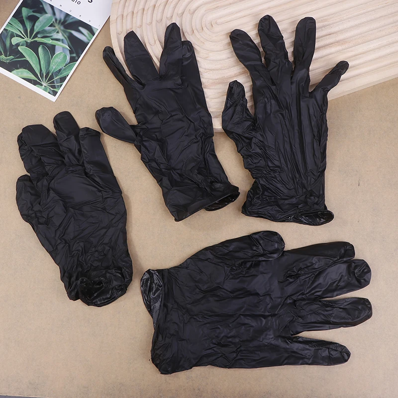 100PCS Gloves Disposible Latex Free Black Nitrile PVC Gloves Housework Cleaning Car Industry Gardening Pet Care Cooking Tools