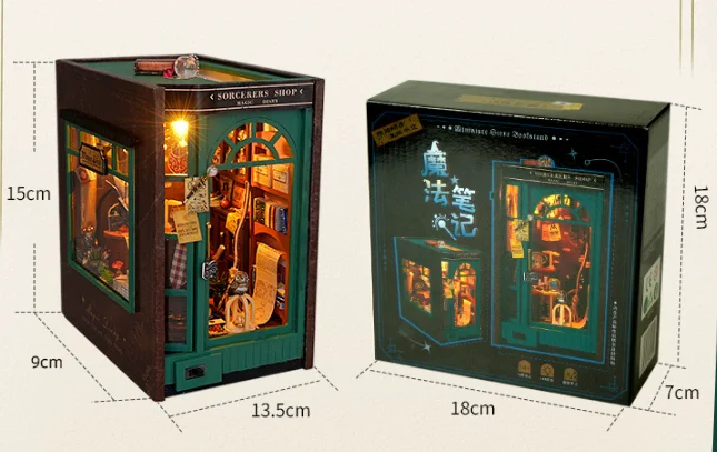 Kit di inserti per angoli per libri fai-da-te Casa Scaffale per libri in legno Modello di inserti Case delle bambole Puzzle 3D Costruzione Decorazione della casa Giocattoli per regali per bambini