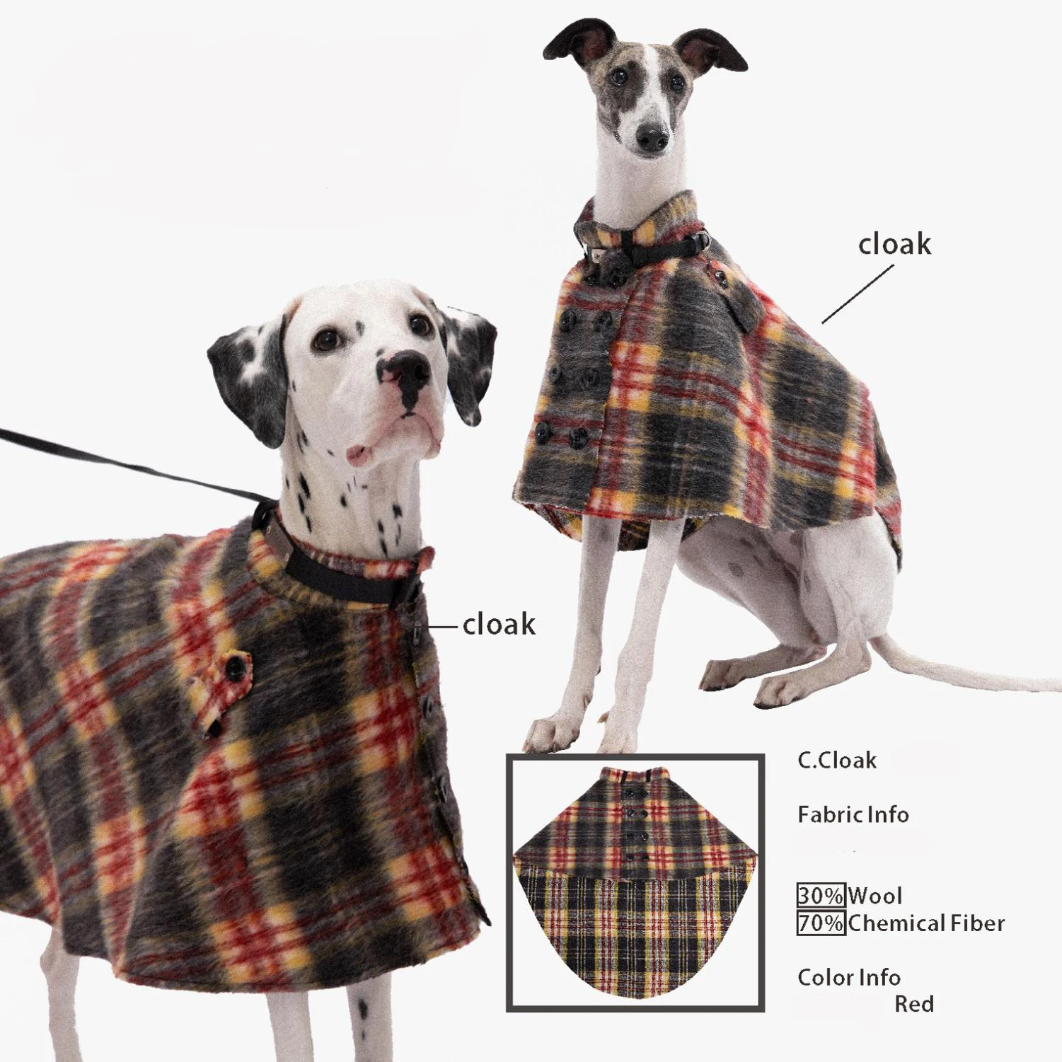 Elegant Adjustable Waistband British Style Coat For Italy Greyhound Luxury Windproof Warm Cape Jacket for Whippet Dog