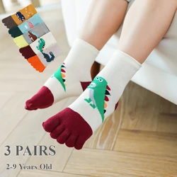 3 Pairs 2-9y Cute Dinosaurs Toe Socks Boys Girls Kids Children Socks High Quality Cotton Summer Mesh Five Finger Socks
