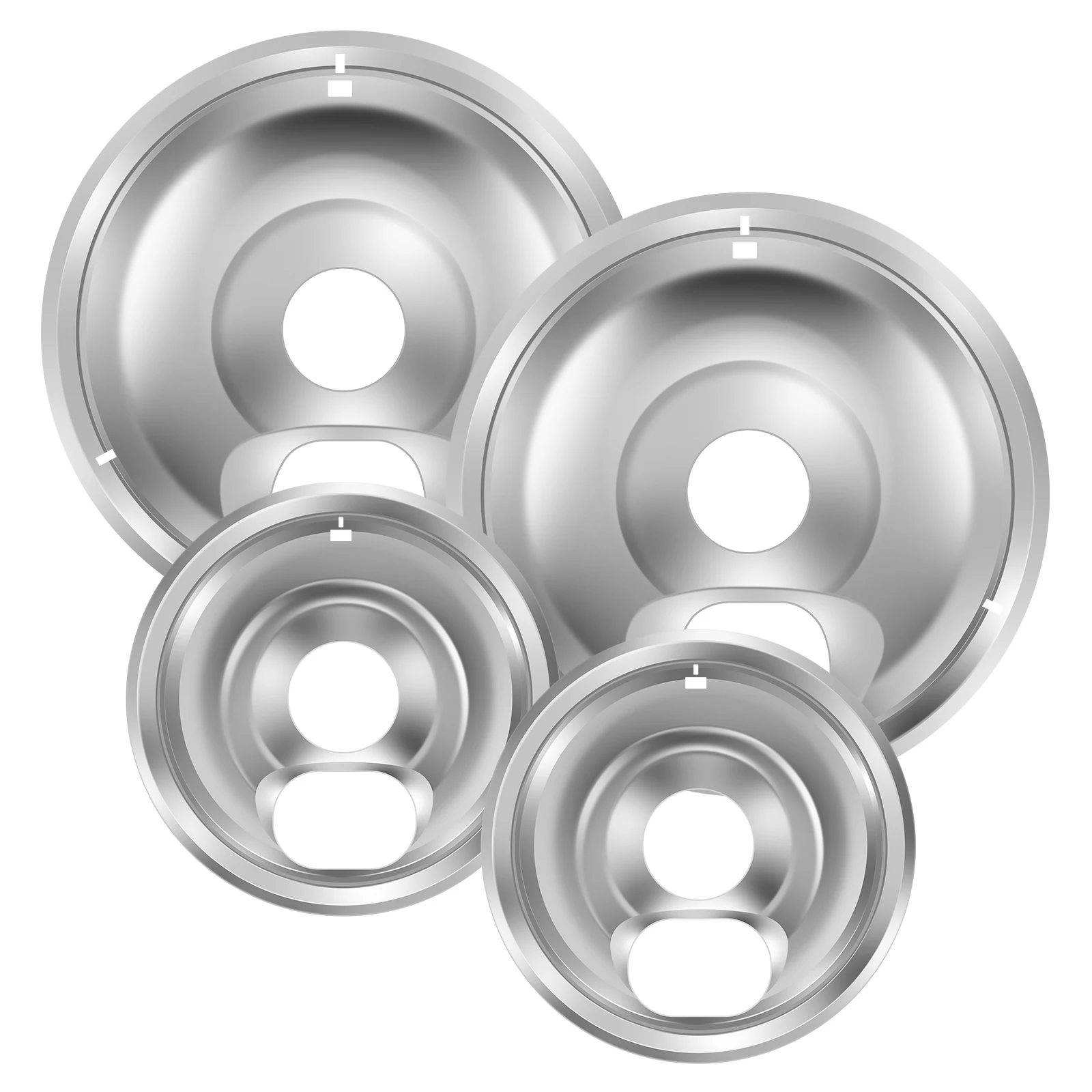 4 Pcs Drip Pans Set with Chrome Coating Heat Resistant Drip Pan Round Stove Drip Pans Electric Stove Burner Drip Pans Includes 2