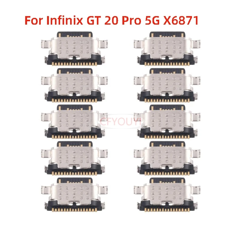 

10 шт. разъем порта зарядки для Infinix GT 20 Pro 5G X6871, USB-разъем для док-станции, зарядное устройство, запасная часть порта зарядки