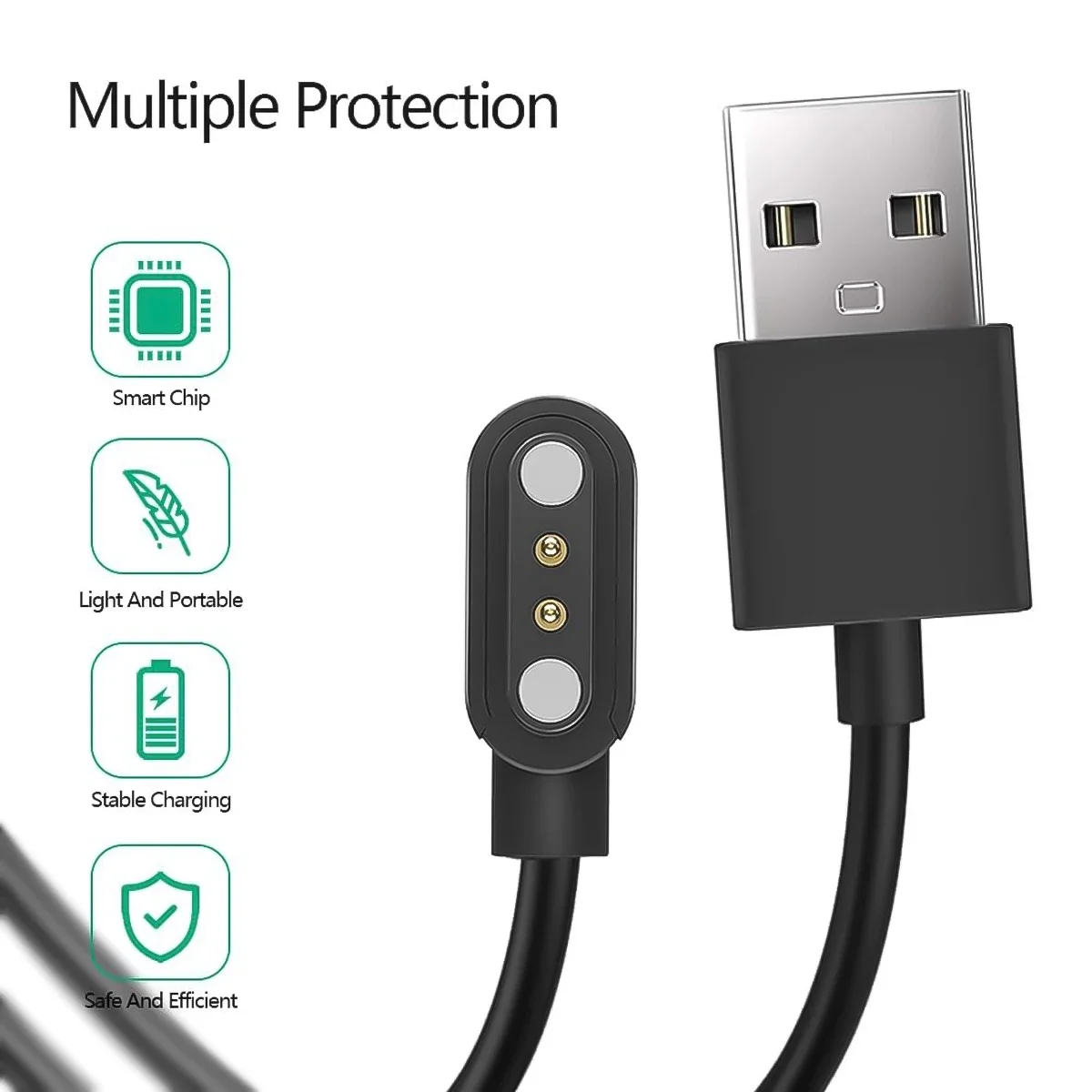 Magnet Charging Cable for Xiaomi Haylou Solar LS01 LS02 Charging Cable Dock for haylou Smartwatch 1m Charger Adapter Accessories