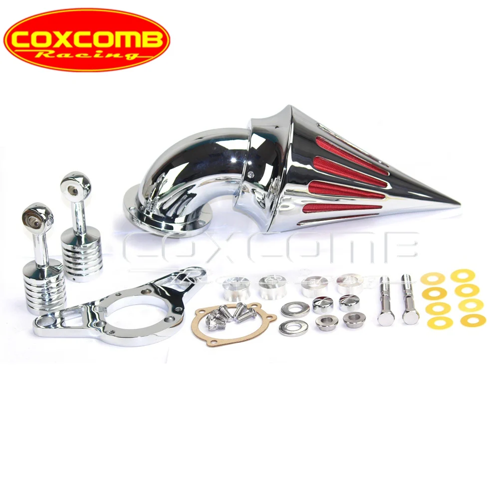 Chrome Motorcycle Air Filter Cone Spike Air Cleaner Kit For Harley Softail Dyna Road King Super Wide Glide Touring Street Bob