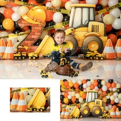 Big Digger Construction Zone Backgrounds Cake Smash Adult Family Photography Props Child Baby Decors Photo Studio Backdrops