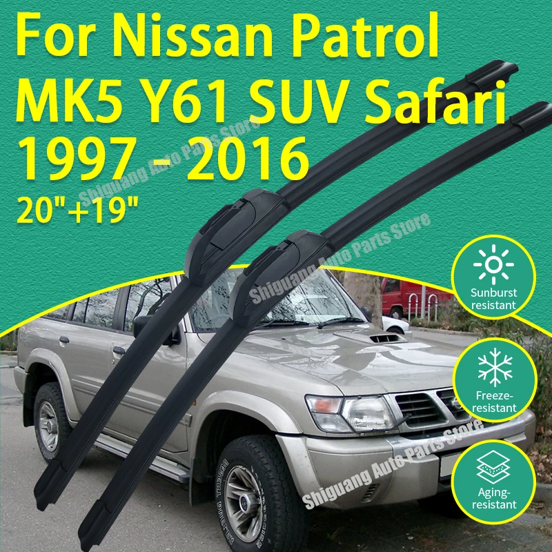 

Front Silicone Coating Wipers for Nissan Patrol MK5 Y61 SUV Safari 1997 - 2016 Car Wiper Windshield Windscreen Blades Accessorie